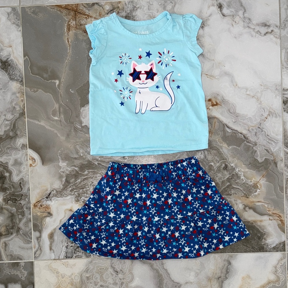 Stars & Fireworks Cat Top and Skort Set